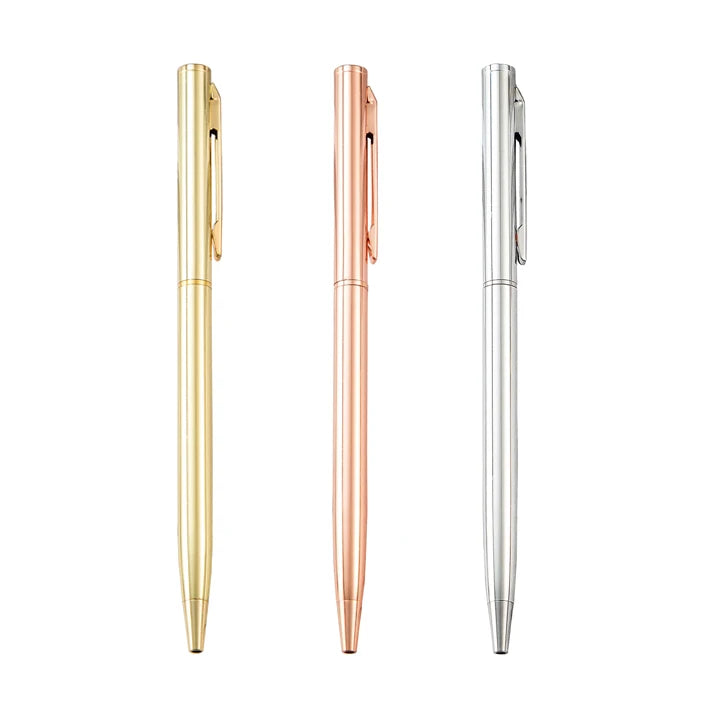 JH Hot Sales Ballpoint Pen Rose Gold Silver Metal Slim Hotel Pen