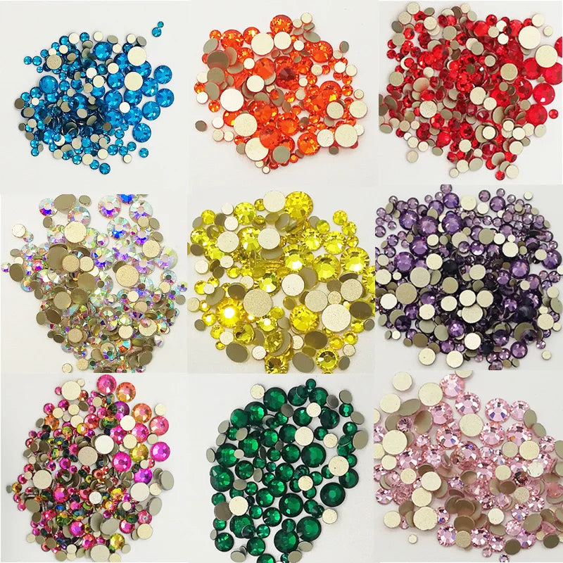 Bling Crystal Rhinestones DIY Design Jewelry Making Accessories 1440pcs Mixed Size Flatback Glass Stones Nail Art Shoe