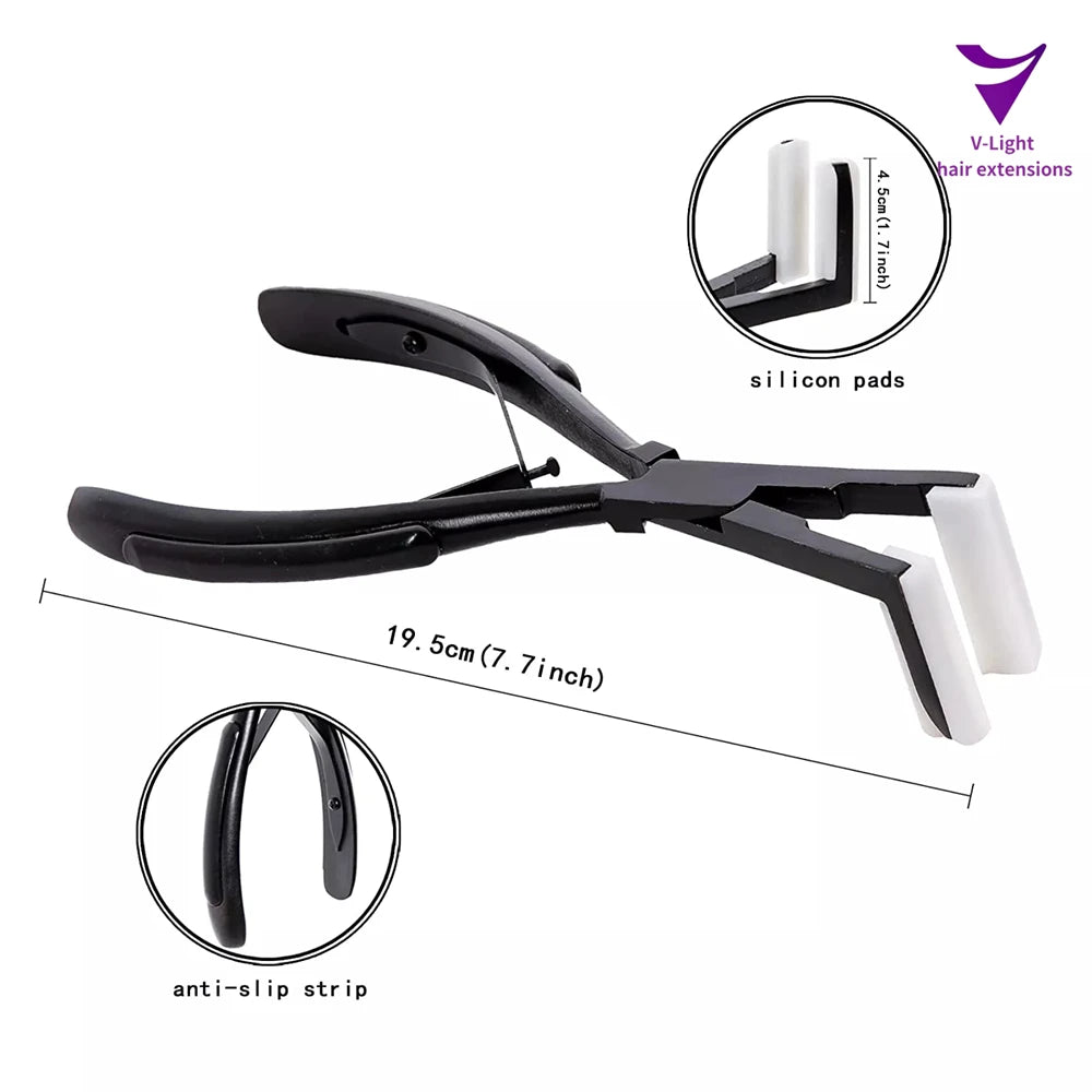 V-Light Vl02 Stainless Steel Spring Commercial Hair Extension Tools Tape-in Hair Extensions Plier Sealing Flat Pliers