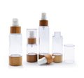 Luxury Bamboo Cosmetic Bottle 50ml 80ml 100ml Plastic Airless Lotion Pump Bottle with Lotion Lids Spray Lids