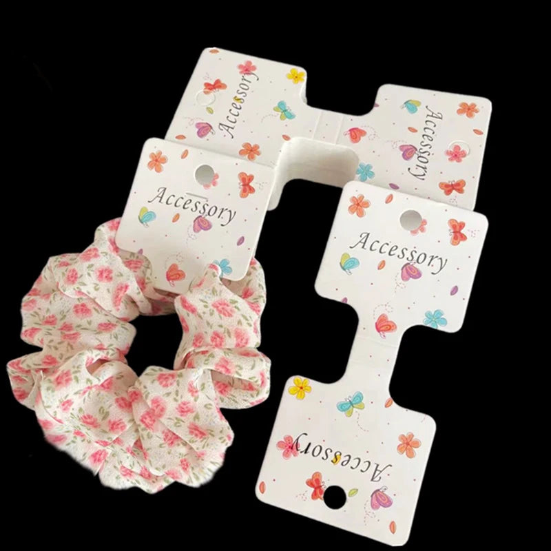 MIO Custom Made Scrunchies Holder Card Hair Band Tag Swing Tag Jewelry Tag Flower butterfly Pattern Accept Customization