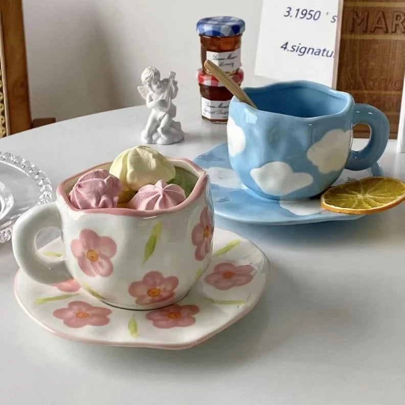 Coffee Cup and Saucer Afternoon Tea Ceramic Cup Light Luxury Mug Box Mugs Modern HANDGRIP Natural Stone Coffee Mugs 300ml 7days