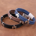 2022 Vintage Magnetic Clasp Hand Jewelry Stainless Steel Bracelet Handmade Braided Leather Bracelet for Men