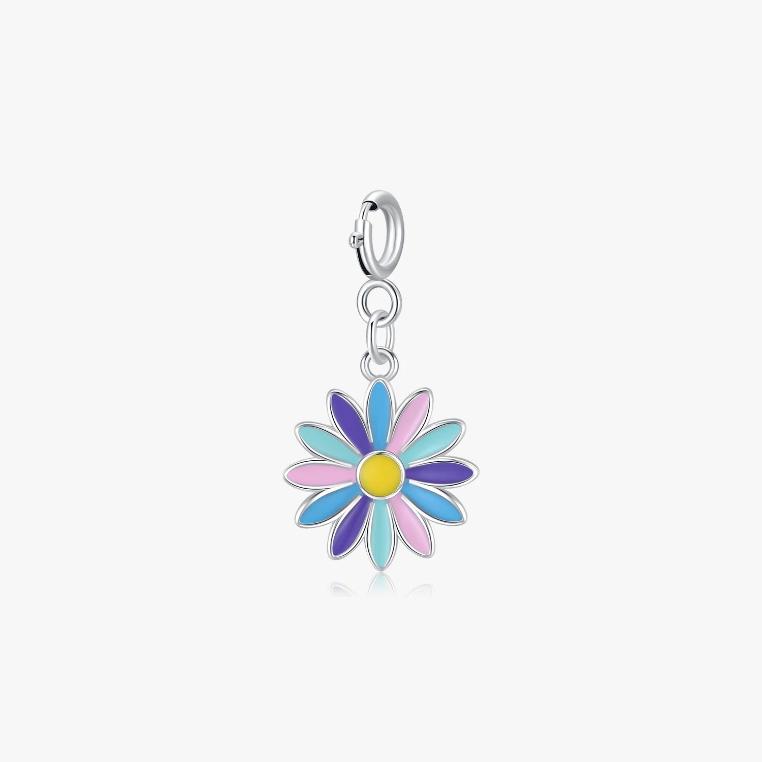 925 Sterling Silver Fine Jewelry Rainbow Color Enamel Flower Pendant Fit for Women DIY Making Bracelet Necklace Charms