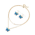 Mix Color Enamel Pearl Butterfly Jewelry Sets Alloy Butterfly Earrings Necklace Gold Jewelry Set for Girls
