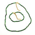 Fashion Jewelry Set Natural Green Epidote 3mm Stone Faceted Beads Jewelry Sets Adjustable Bracelet and Necklace