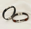 Trendy Cross Bracelets & Bangles Stainless Steel & Leather Rose Gold Plated Unisex Gift for Son Father or Grandpa