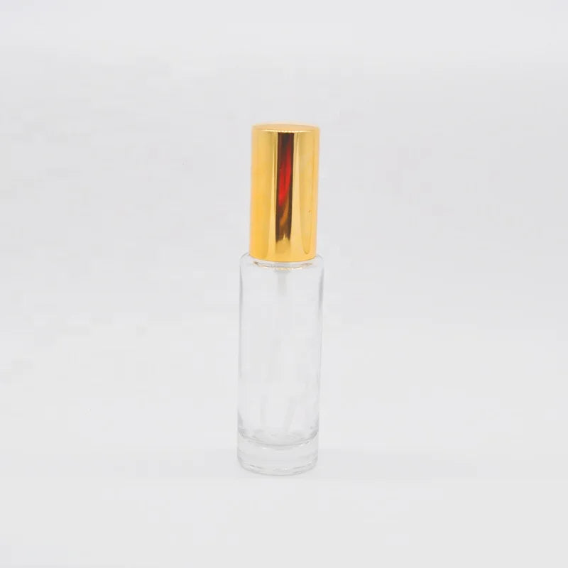 Empty High Quality clear OEM ODM Cylinder 25ml Glass Perfume Bottle in Stock Easy Use Refillable Low MOQ Gold Cap