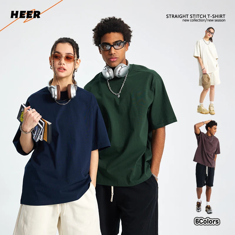 Loose Cotton Streetwear Custom Graphic Print Piecing Men's Blank Tee Shirts