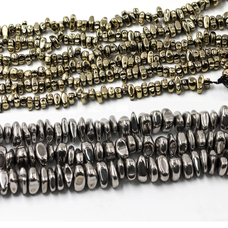 Jewelry Loose Gemstone Healing Chips Stone Beads Irregular Hematite Stone Spacer Loose Bead 15 Inches Beads for Jewelry Making