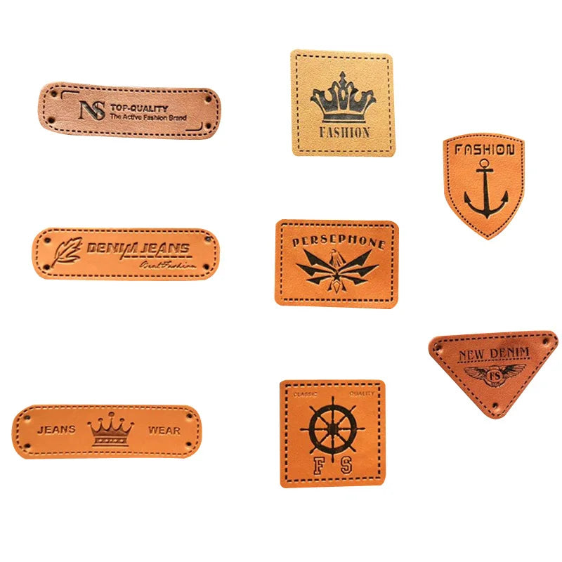 Manufacturer Mini size Leather Labels Metal Logos and Leather PU Printing Patch for Clothing