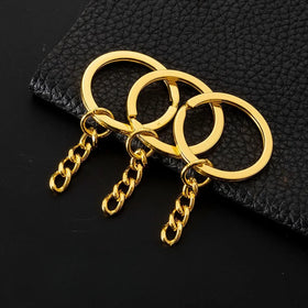 Gold Plated Iron Four Link Chain Keychain Vintage Fashion Flat Hanging Keyring 30mm 25mm for Toy Pendants Chain