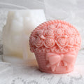DM686 Flower Bow Basket Candle Silicone Mold 3D Rose Soap Wax Cake Mold Plaster Ornaments Valentine's Day Wedding Gift