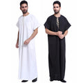 Men's Islamic Clothing Kaftan Moroccan Casual Long Dress Abaya Jubba Thobe Dubai Muslim Men Kimono Long T-Shirt Robe