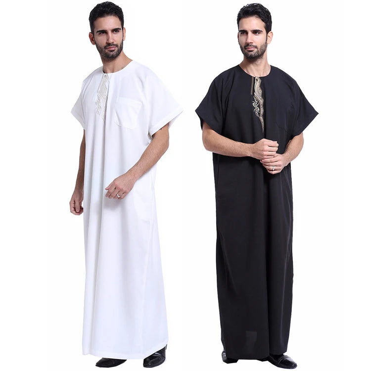 Men's Islamic Clothing Kaftan Moroccan Casual Long Dress Abaya Jubba Thobe Dubai Muslim Men Kimono Long T-Shirt Robe