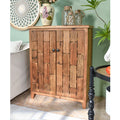 INNOVA Solid Wood Durable Antique Vintage Style Shoe Rack Storage Cabinet for Home Living Room or Hotel Entry