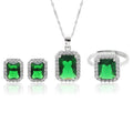 Wholesale Luxury Classic 925 Sterling Silver Adjustable Ring Necklace/Earrings Set Zircon Stones Rhodium Wedding Party Gift