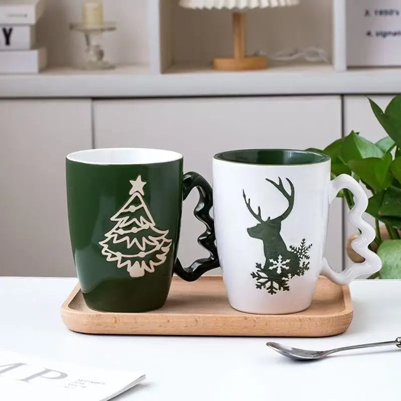 M Best-Selling Drinkware Cartoon 3D Relief New Special Design Handle Ceramic Merry ChristmasCoffee Milk Bulk Mugs