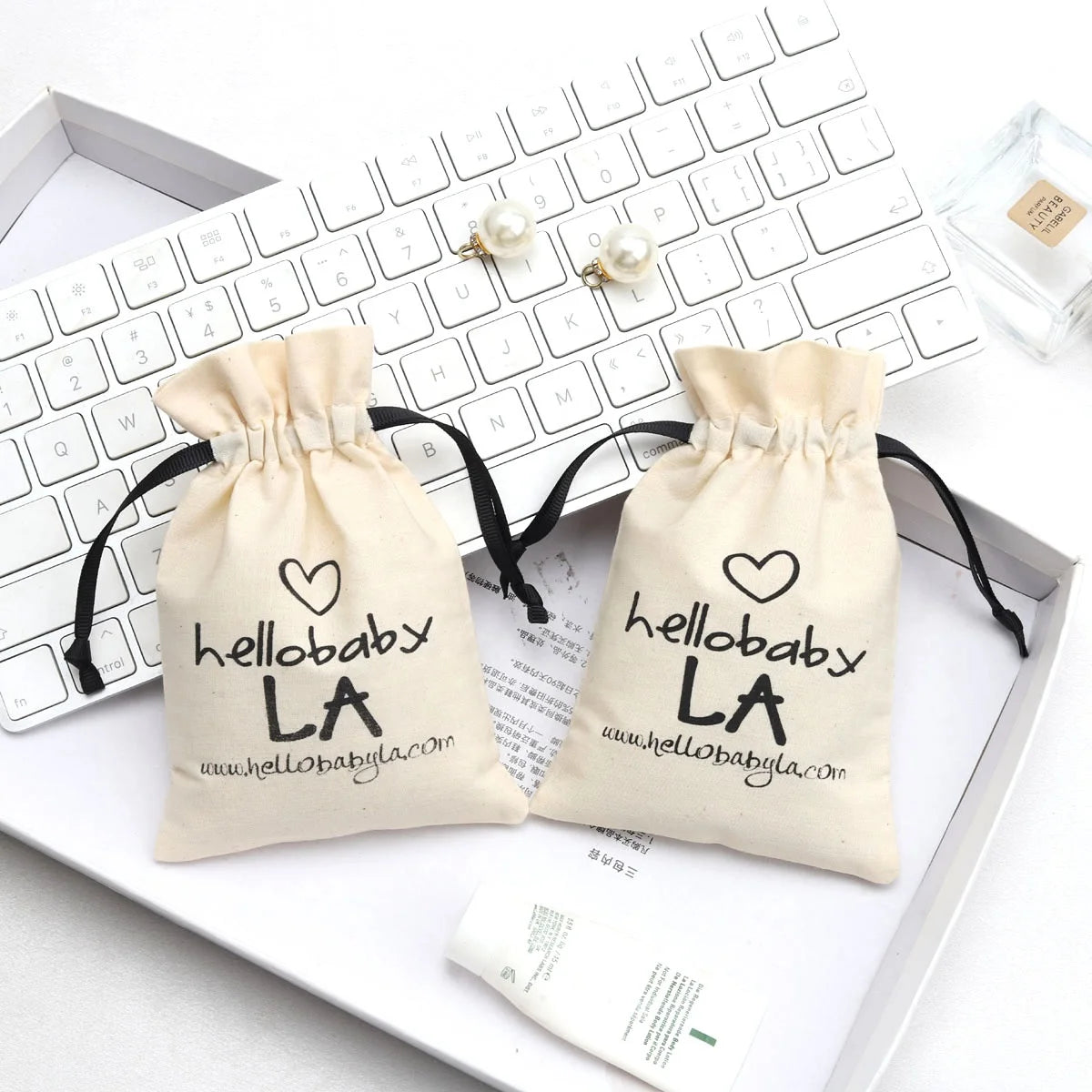 10*15cm Cotton Linen Drawstring Bags Custom Logo Size Environmental Cotton Canvas Fabric Packing Dust Pouch