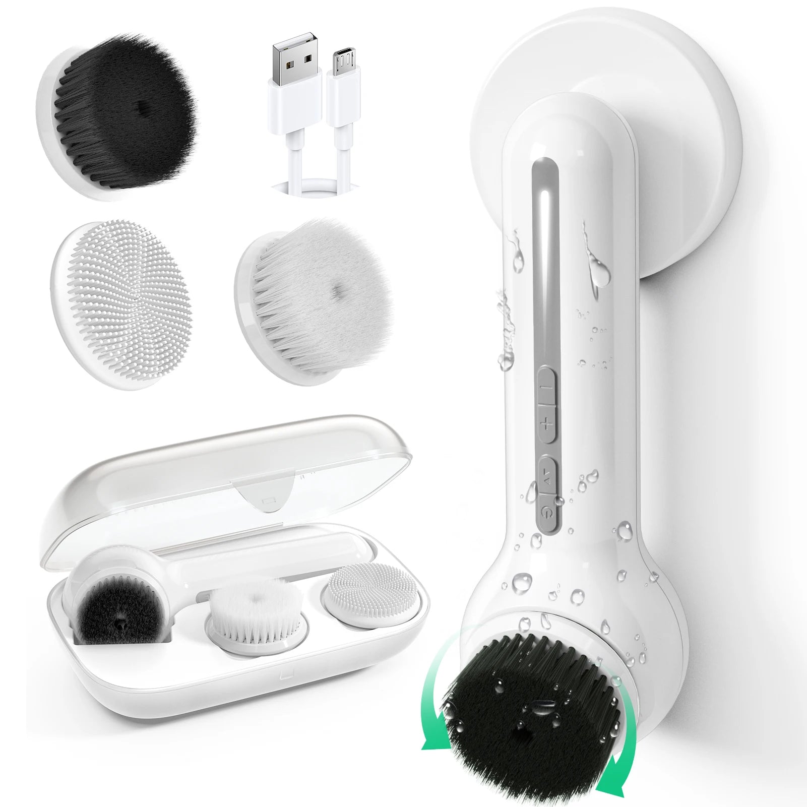 TOUCHBeauty Multifunction 3 in 1 Waterproof Facial Cleansing Brush Sonic Vibration Electric Facial Brush Charcoal Shower Brush