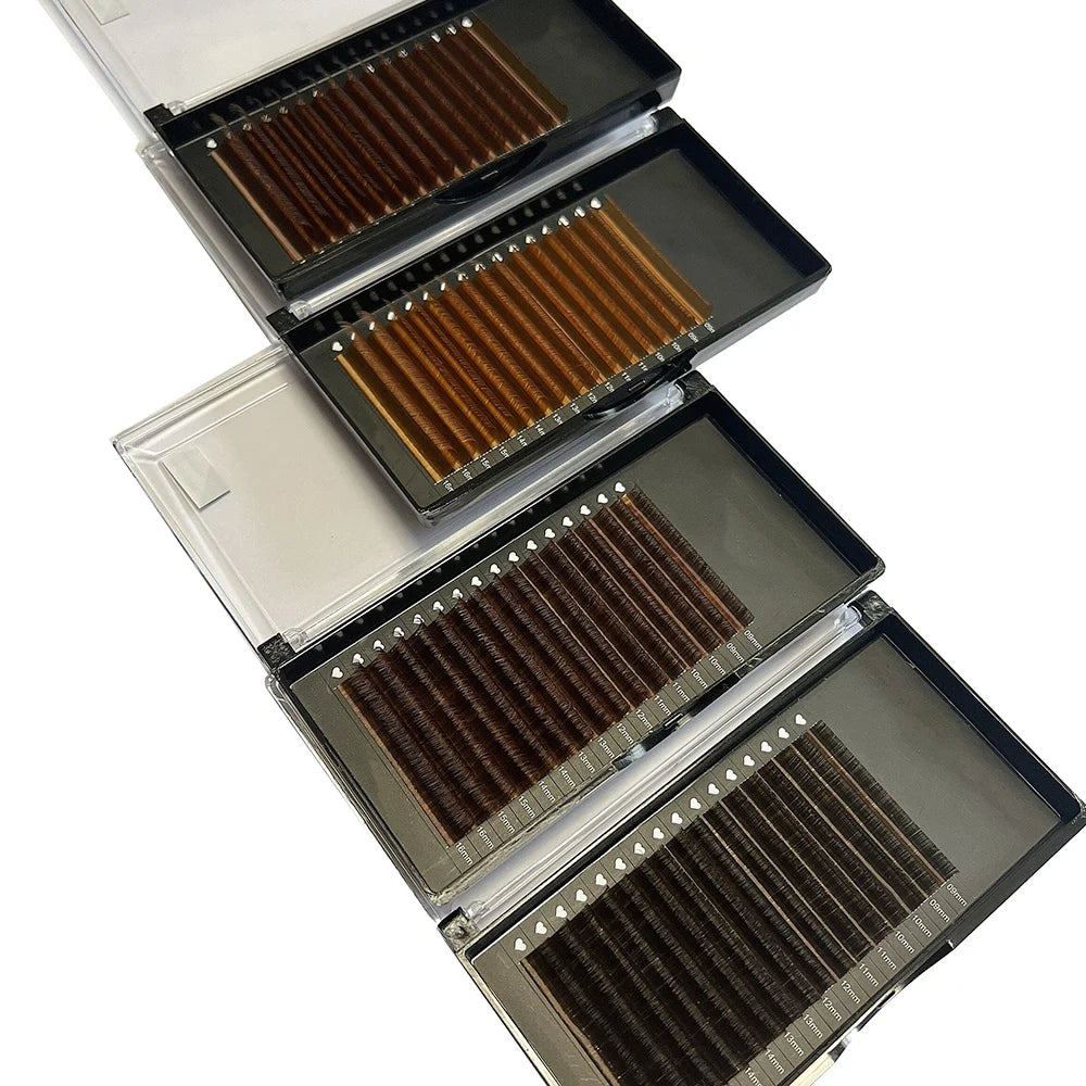 New Custom LOGO 0.05 Brown Color Eyelashes Private Label Premium Mink Color Lash Supplies Soft Brown Mink Lash Extensions