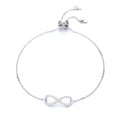 Genuine 8 Number 925 Sterling Silver Real VVS Moissanite Infinity Symbol Charm Bracelet Chain Adjustable for Women & Girls