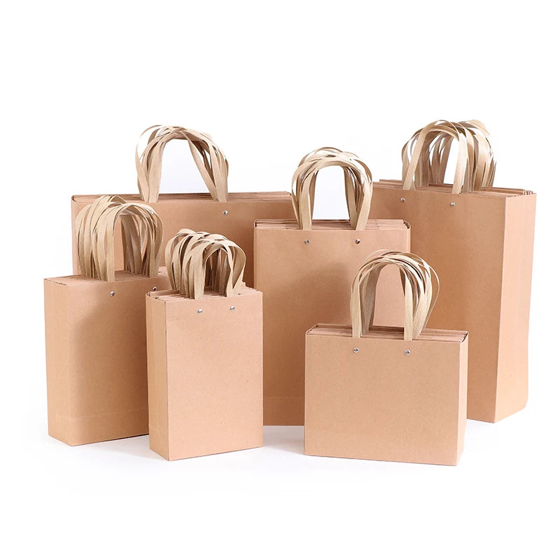Manufacturer White Brown Kraft Bags with Handles As Party Favor Bags Gift Wrapping Shopping Packaging Bags