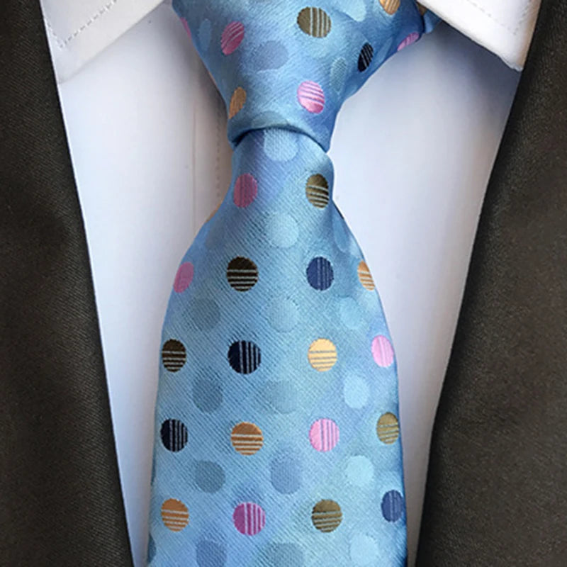 3.15inch Tie Men Gravatas Classic Many Color Newest Design Silk Necktie Shirt Accessories Striped Sky Blue Man's Office