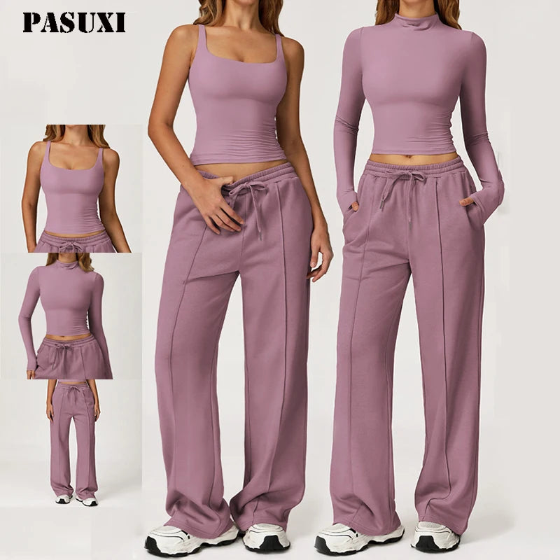PASUXI Custom Women Gym Fitness Workout Sets Sports Bra High Waist Women Yoga Pants Activewear Yoga Set