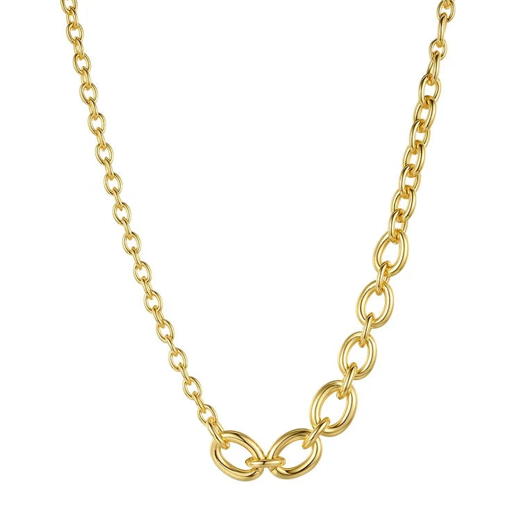 Waterproof PVD 18K Gold Plated 316LStainless Steel Jewelry Irregular O-shaped Chain Link for Women Punk Necklace P203139