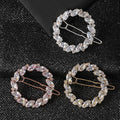 New Design Circle Retro Style Hair Clips With Rhinestone Clear Zircon Gold Plated Hair Pin for Girl Women