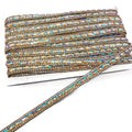 1.3cm Width Yellow AB Resin Stone Iron-On Rhinestone Trimming Chain-Shaped Stretch for Garments Shoes Carnival Craft Decoration