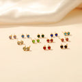Colorful 12 Month Zodiac Horoscope Minimalist Jewelry Round Shaped Birthstone Stainless Steel Stud Earrings