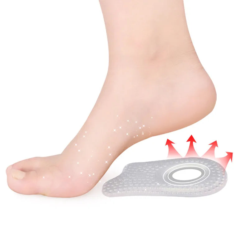 Silicone Gel Heel Cups Shoe Inserts Sports Comfort Insoles Shock Absorption Pressure Relief Soft Elastic Plantar Fasciitis Sore
