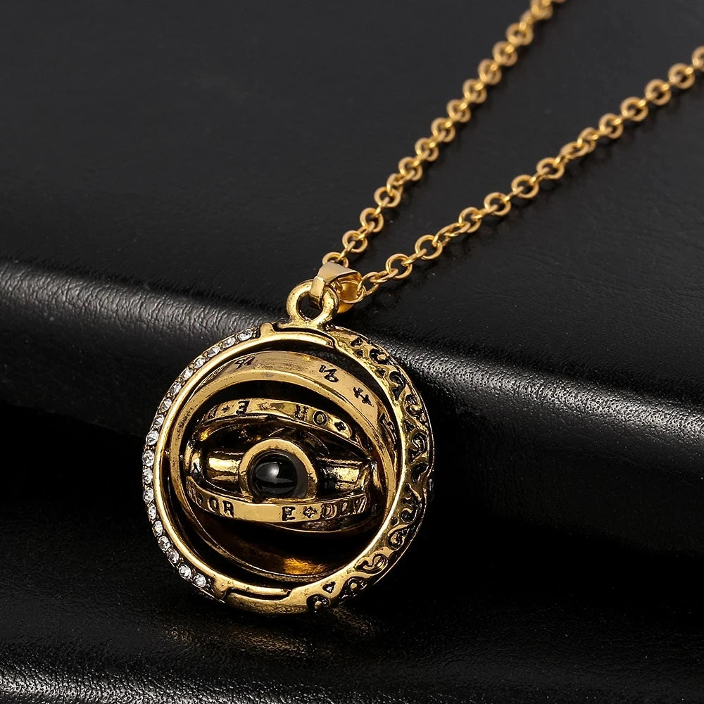Astronomical Ball Zodiac Projection Necklace Vintage Style 100 Languages I Love You Pendant Men's & Couple's Jewelry Gift