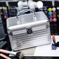 Portable Aluminum Alloy Cosmetic Case New Fashion All-Match Lock Multi-Functional Makeup Box for Women