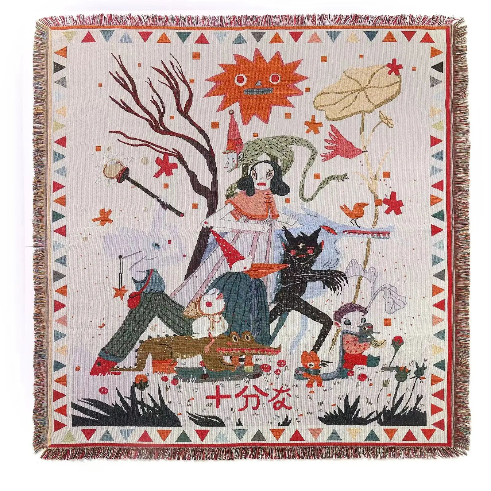 Wholesale Low MOQ National Style Vintage Color Patchwork Anime Woven Wall Tapestry Blanket