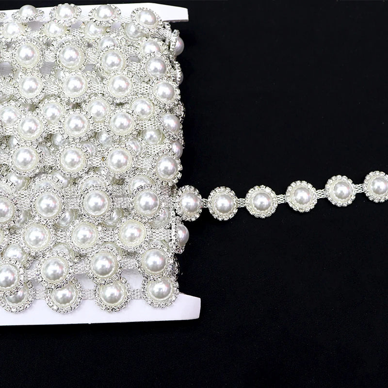 D030 Wholesale Dainty  Rock Crystal Chain Round Rhinestone Chain for Making Garment Decoration Trimming