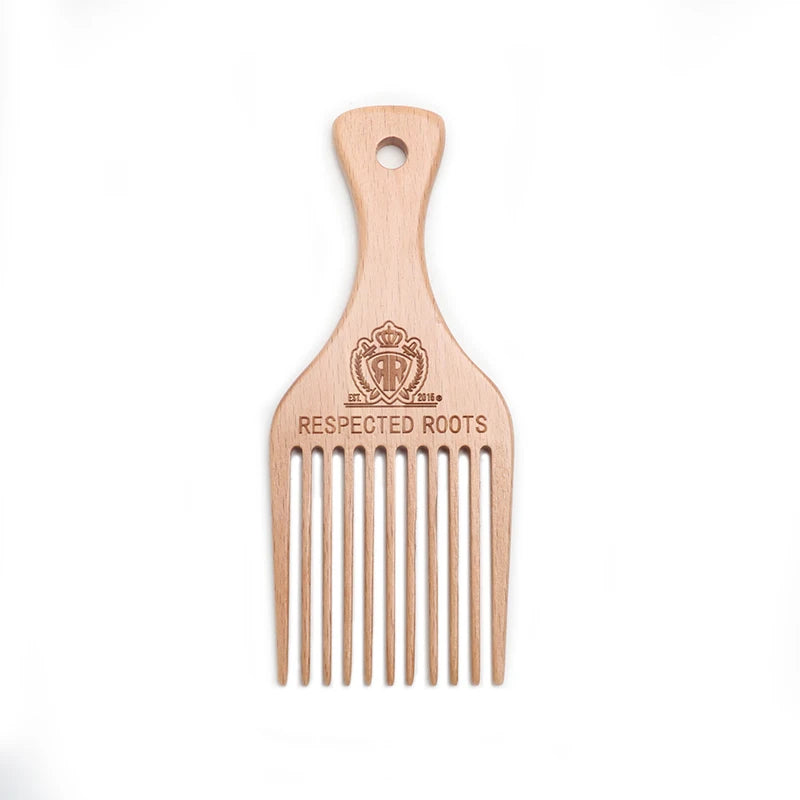 Wooden Wide Teeth Brush Pick Comb Fork Hairbrush Insert Hair Pick Comb Gear Comb for Curly Afro Hair Styling Tools