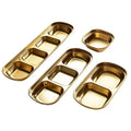 Barbeque Small Sauce Dishes Gold Color Metal Stainless Steel Condiment Dish with Compartment