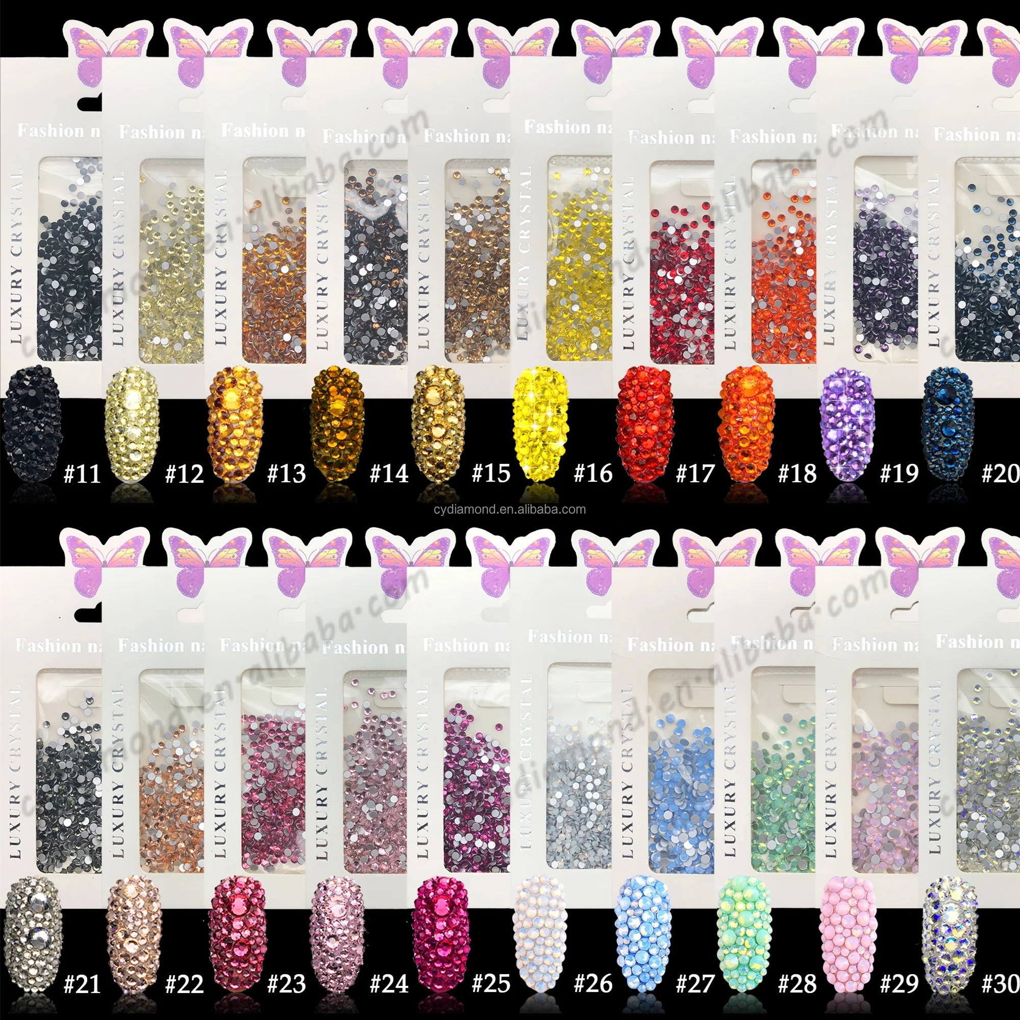 CY Wholesale Non Hotfix Glass Stones Loose Diamond Bulk Flatback Crystal AB Nail Art Rhinestone Kit