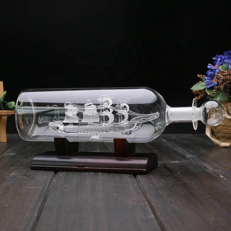 Sailing Vessel Floating Bottle Gift Blown Handicraft Glass Creative Business Art & Collectible Ship in Bottle