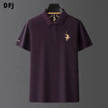 Custom Embroidered Knitted XL 100% Cotton for Luxury Purple Label Quick Dry Work Clothes Light-Colored Pattern Decoration Short