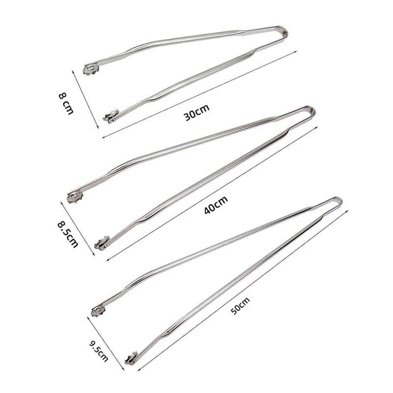 Multipurpose Outdoor Barbecue 30/40/50cm BBQ Grill Sausage Turning Tongs Stainless Steel Hot Dog Spinning Sausage Tongs