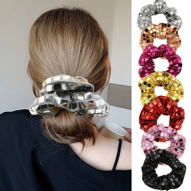Wholesale High Quality Fabric Sequin Glitter Metal Hair Scrunchies Women's Ponytail Holders Hair Accessories