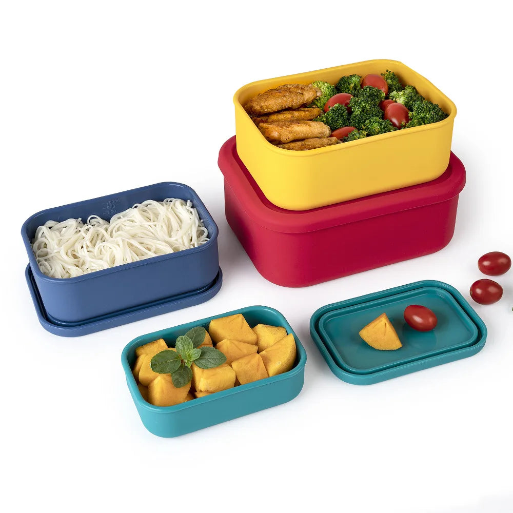 Hot Sell BPA Free Leakproof Silicone Food Storage Bento Lunch Container Box with Lid