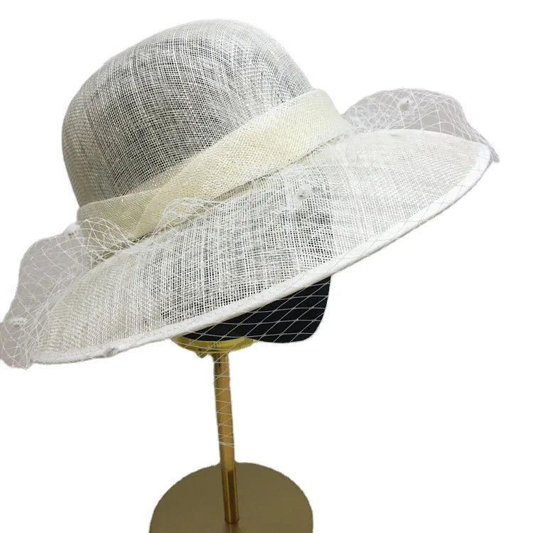 Fashion Women woman Sinamay UV protection Sun Hat Kentucky Derby for Black White Women Ladies Wedding Party banquet Church Hats