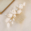 Promotion White Ceramics Flower Bridal Hair Comb Opal Wedding Hair Combs