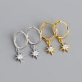 Star Shape 925 Sterling Silver Women Earring 18K Gold Plated Cubic Zirconia Star Style Party Gift Earrings