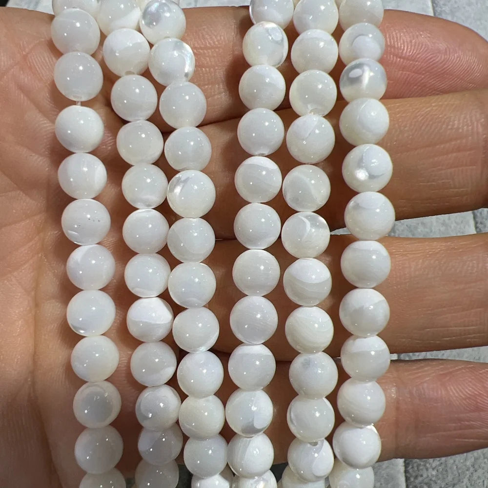 Wholesale 6mm Natural Sea Shell Bamboo Round Beads for Jewelry Making DIY Bracelet Necklace Accessories